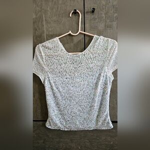 White Fitted Crop Top with Round Neckline